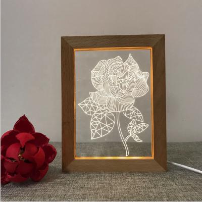 China Wholesale New Classic/Postmodern Solid Wood Wooden Photo Frame 3D LED Light Photo Frame With LED for sale