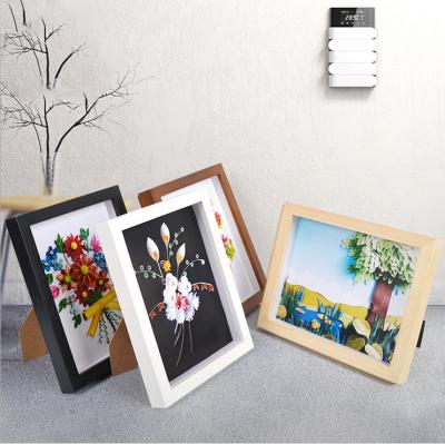 China New High Quality Custom Classic/Postmodern Wholesale White Deep Wooden Wall Art Square 3D Shadow Boxes Photo Frames for sale