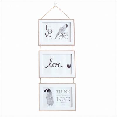 China Stylish Wall Hanging Pictures 6x4-Inche Wooden Picture Frame Three Photo Frame For Baby for sale