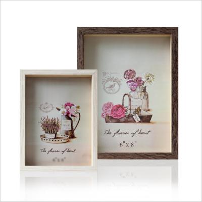 China Brown Elegant Rustic Farmhouse Picture Frame Wooden Pattern Picture Framed for Wall or Desktop Display for sale