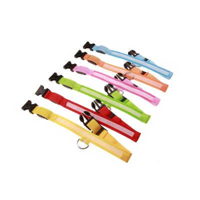 China Sustainable Hot New Products Luminous Fluorescent Rechargeable Nylon Pet Collars For Dogs for sale