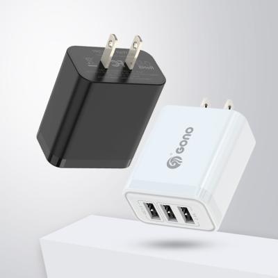 China High Speed ​​Portable EU/US Plug Charging 2.4A Mobile Wall Adapter 30W Quickly 3 USB Multi Left Cell Phone QC3.0 Wall Charger for sale