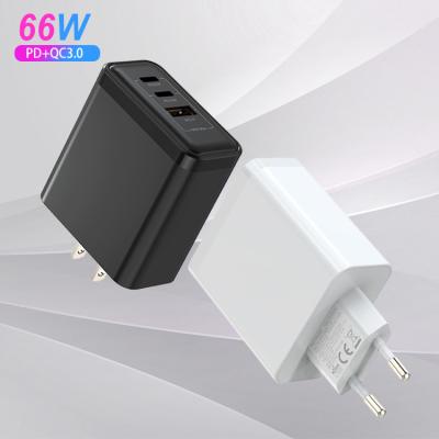 China Smart 3 Ports 66W USB C QC3.0 Multi PD Smart 3 Ports Electronic Travel Adapter Wall Mobile Phone Accessories Dual Fast Charger For Mobile for sale