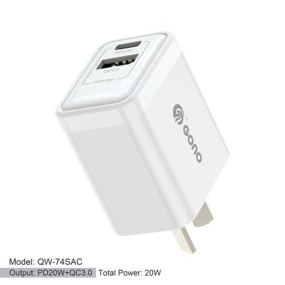 China Mobile Phone Factory Travel Adapter Fast Charging Palladium 20 Watt USB C QC 3.0 Australia Fast Charger for sale