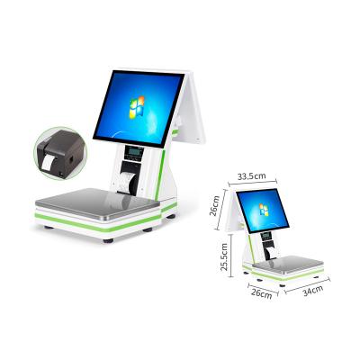 China High End Retail Supermarket Solution POS Scales All In One Touch Cash Register Scale for sale