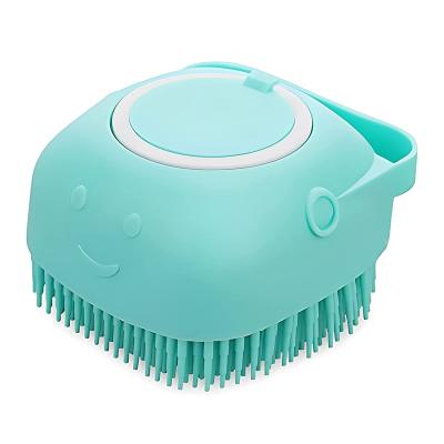 China Rubber Stocked Silicone Dog Grooming Brush Puppy Massage Brush Hair Fur Grooming Cleaning Brush for sale