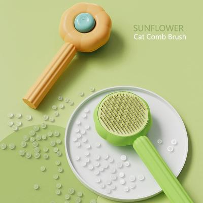 China Pet Grooming Stocked Cat and Dog Brush Self-Cleaning Sliker Brush to Remove Matt Tangles and Loose Hair for sale