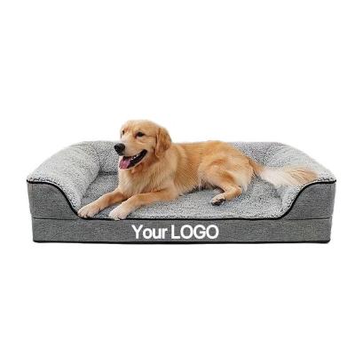 China Breathable Orthopedic Dog Bed Bolster Couch For Large Dogs Removable Washable Cover Pet Bed Foam Non-Slip Dog Mat for sale