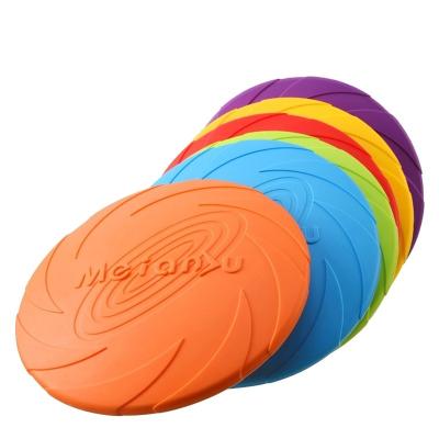 China Durable Viable 7 Inch Dog Flying Disc Dog Toys Nature Rubber Floating Flying Saucer for Orange and Green Water Pool Beach for sale