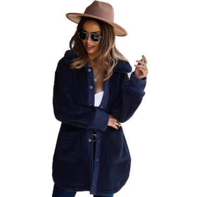 China Waterproof Women 2021 Thick Winter Fashion Polyester Coats Females Plus Size Jackets Ladies Solid Color Long Coat Warm Overcoats for sale