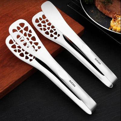 China Multifunctional Stored Kitchen Utensils Food Bread Clip BBQ Tongs 304 Stainless Steel Serrated Steak Clips for sale