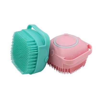 China Stocked Soft Silicone Pet Brush Pet Massage Brush Shampoo Dispenser Soft Stocked Bath Brush for sale