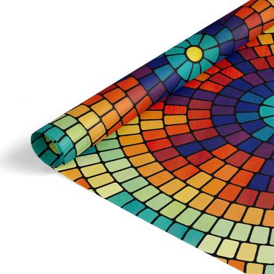 China Non-self-adhesive colorful geometric pattern without silicone glass film manufacturer direct sales for sale