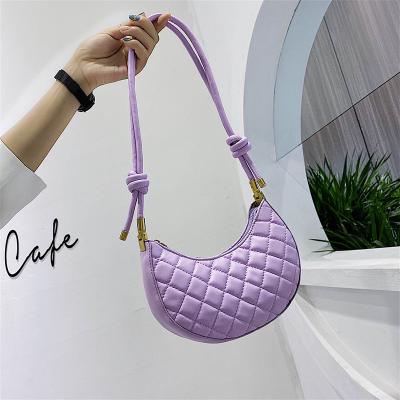 China High Quality Handbag Fashion Trends Lingge Women's Bag Candy Handbags For Women Shoulder Bag Colorful Large Half Moon Handbag for sale