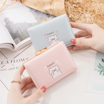 China Wholesale Simple Folding Purses Ladies Korean Style Pig Wallet Short Design Anti-theft Wallet 2020 New Coin Purse Cartoon Purse For Girls for sale