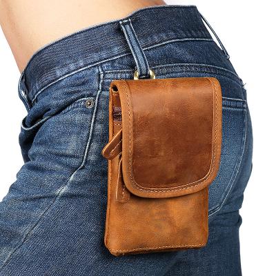 China Multifunctional Promotion Purse Phone Men Cell Phone Buckle Case Belt Waist Bag Props Whip Leather Purse Phone Wallet Belt Pouches for sale