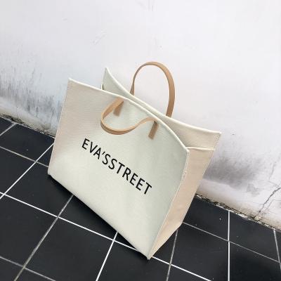 China High QuallityCanvas Bag Women 2019 Custom Made Simple Canvas Large Capacity Handbag Fashionable And Soft Canvas Large Shoulder Bag Tote Bag For Women for sale