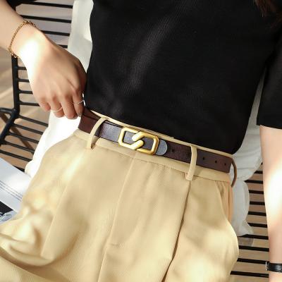 China Fashionable Ladies Genuine Leather Korean Style Metal Decoration Belts High Quality Designer Ceintur/femm Belt Casual High Quality Designer Belts For Women for sale