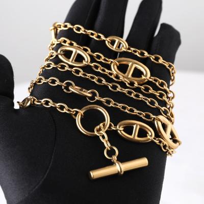 China Chain For Wholesale Single Shoulder Diagonal Belt Bag Span Pig Nose Hog Chain Bag Stain Titanium Chain Steel For Bags for sale