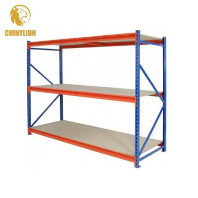 China Corrosion Protection Warehouse Storage Rack Span Shelf Storage Long Easy Assemble Bolt Less Rivet Metal Shelving for sale