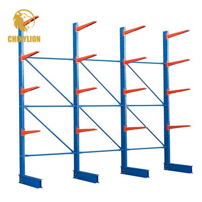 China Corrosion Protection Single Sides Warehouse Storage Burying Industrial Steel Heavy Duty Cantilever Rack System for sale