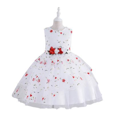 China Summer Viable Girls Pretty Embroidered Flower Princess Dress Kids Girls Sweet Elegant Daily Casual Dress Dresses for sale