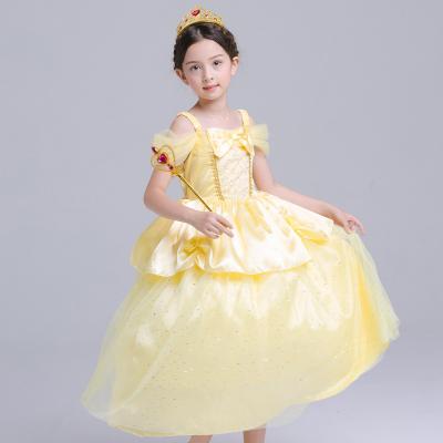 China Viable Children Birthday Princess Cosplay Party Halloween Costumes Girls Fashion Belle Princess Dresses For Girls Kids Party Prom Dress for sale