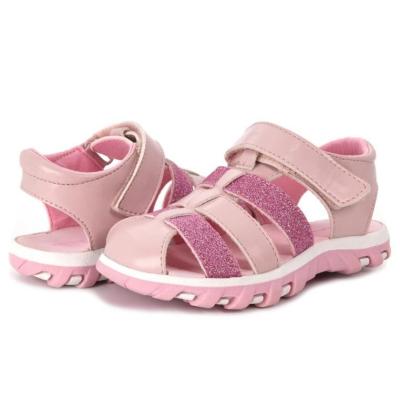 China Lit 2022 new fashion drop shipping children shoes 2022 new children's small and medium rose blue gold shining light sandals for sale