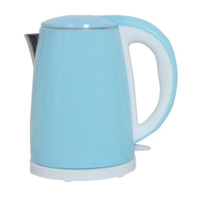 China 360 degree base wholesale stainless steel double-layer rotation blue anti-scalding electric kettle for sale