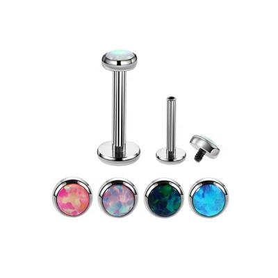 China FASHIONABLE G23 Titanium Internally Threaded Opal Labret Lip Monroe Rings for sale