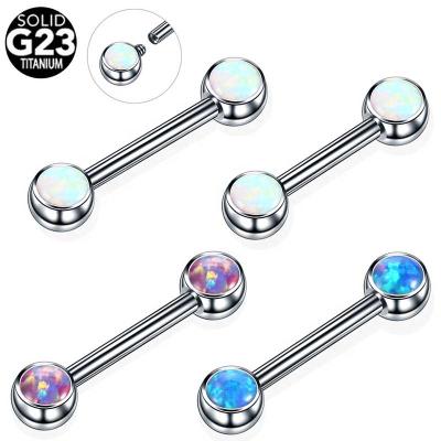 China FASHIONABLE Titanium Opal Stone Tongue Nipple Piercings Barbells for sale