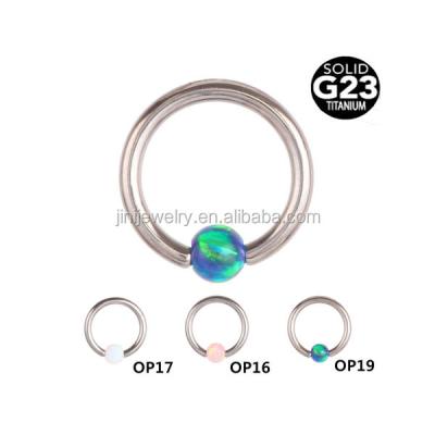 China G23 FASHIONABLE Opal Stone Captive Bead Ring Titanium for sale