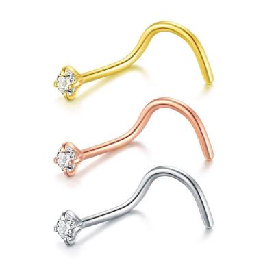 China Fashion Fork Set Surgical Steel Zircon Nose Rings for sale