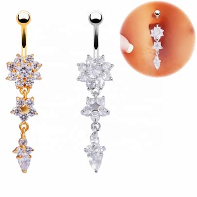 China 2019 fashion flower gold navel belly piercing ring for sale