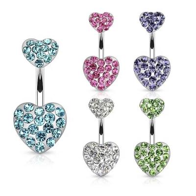 China Fashion Love Gem Heart Navel Belly Button Piercing Ring for sale