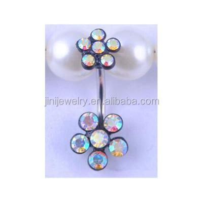 China Double Fashion Flower Navel Button Ring for sale