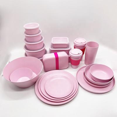 China Heatable GRS Certificated Eco Friendly RPET Tableware Set Food Storage Box Lunch Box Bowl Dish LOGO Can Be Customized for sale