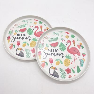 China Sustainable GRS Certificated Eco Friendly Rpet Flamingo Pattern Dinnerware Dish LOGO Can Be Customized for sale