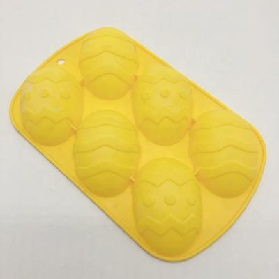 China Amaozn Saleing Viable Hot Silicone Tray Ice Cube Candy Chocolate Cake Mold 6-Cavity Dinosaur Egg Mold for sale