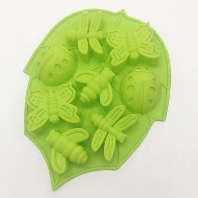 China Amaozn Saleing DIY Silicone Cake Mold 8 Insect Hot Viable Jelly Mold Handmade Soap Mold for sale