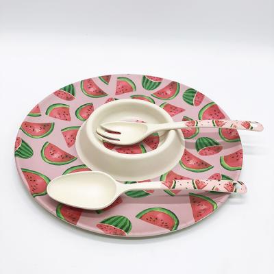 China Eco - Friendly Bamboo Fiber Watermelon Appetizer Severed Dish Dinnerware Set Bamboo for sale