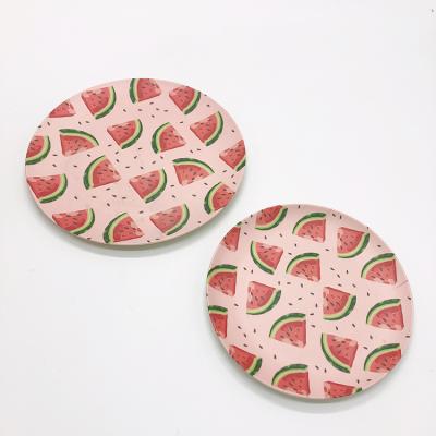 China Eco - Friendly Bamboo Fiber Watermelon Dinner Plate Dishwasher Sustainable for sale