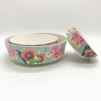 China Three Piece Suit Flower Pattern Salad Bowl Tableware Viable Bamboo Tableware for sale