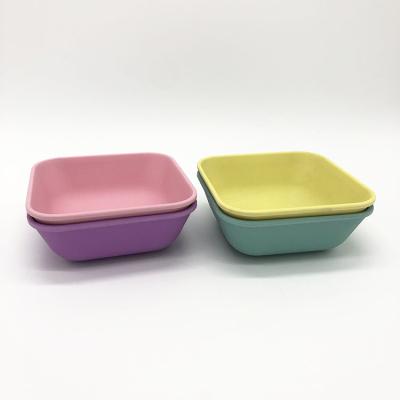 China Eco-Friendly Degradable Color Square Bowl Tableware Set Bamboo Tableware Set Bamboo Fiber for sale