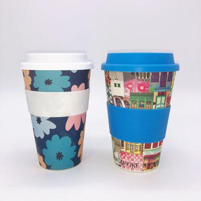 China Sustainable Bamboo Fiber Coffee Cup Silicone Bamboo Cover for sale