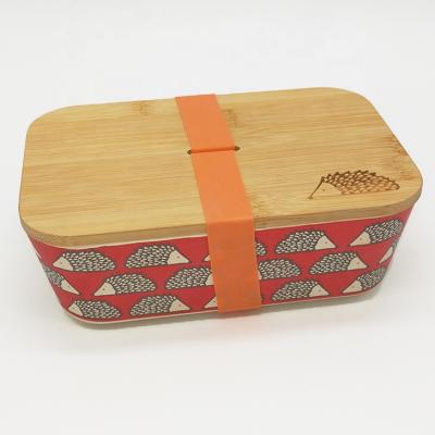 China Bento Heatable Bamboo Lunch Box Lid Fiber Eco-Friendly Lunch Box Food Container for sale