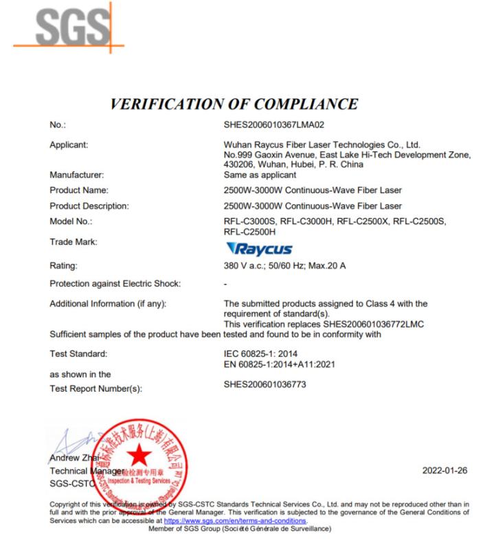 CE - Sincere Laser Tec. (wuhan) Co., Ltd.