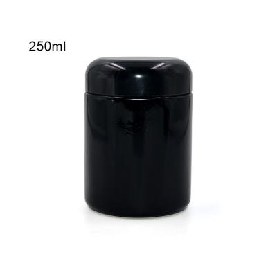 China Custom Large Black Cosmetic Jars 250ml 250g Cosmetic Jars For Skin Care Cream Packaging Containers With Lids for sale