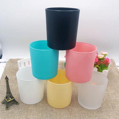 China Home Decoration Supplier 220ml 320ml Luxury Empty Soy Natural Wax Frosted Candle Holder Glass Jar For Candle With Lids And Lables for sale