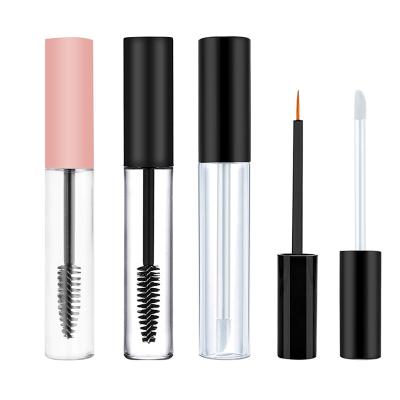 China 10ml Cosmetic Custom Empty Small Eyelash Serum Mascara Wand Clear Plastic Tube With Brush Private Labels for sale